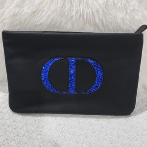 Christian Dior Black and Blue Sparkle Designer Clutch Makeup Travel Case NWOT
